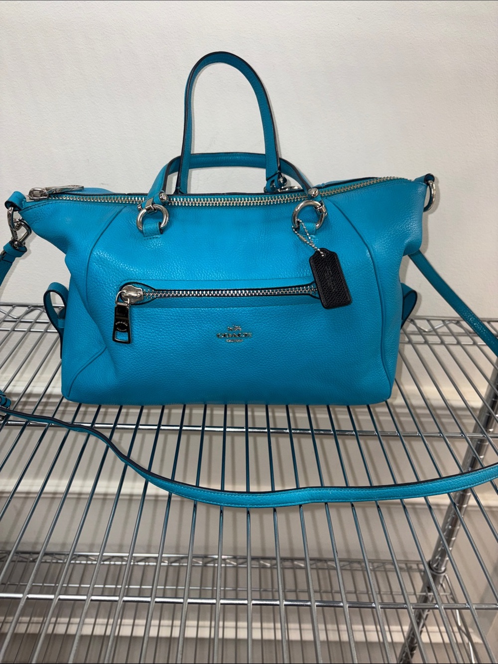 COACH HUDSON LEATHER DOCTOR BAG IN BRIGHT TEAL BLUE 2016